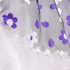 Rosa Azul Roxo Princesa Bomba Bordada Flor Longo Trailing Vestido Para A Menina Hospedeira Traje 5 Anos 6 Anos