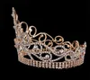 Vintage Wedding Crown Tiara Wysoka pełna okrągła korona kryształ kryształowy kryształowy akcesoria do włosów królowa korona księżniczka głowa ornament264a