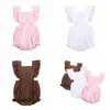 Ins Kids Clothes Baby Girls Rompers Infant Ruffles Flutter Sleeve Jumpsuits Newborn Backless Lace Up Onesies Child Solid Bodysuit 2548113