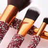 wholesale The newest 10pcs sparkling diamond makeup brush with bag concealer brush eyeshadow brush beauty tools 50set