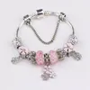 Charm Armband 925 Silver Armband Pink Charm Beads Pendant Fit For Snake Chain DIY Jewelry With Present Box eller Nylon Bag199T