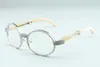 2020 new natural white horn diamond glasses 7550178-B2 high quality full frame wrapped diamond mirror frame size: 55-22-140mm