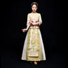 Broderad phoenix peony traditionell tang kostym etnisk kläder kinesisk brud bröllopsklänning cheongsam kappa kungliga äktenskap partiet vestido