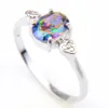 Holiday Gift Women's Fire Rainbow Color Mystic Topaz Gems 925 Sterling Silver Ring Russia American Australia Weddings Ring Jewelry