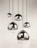 Northern Europe Mirror Creative Modern Simple Bar Meal Glass Chrome Color Space Ball Electroplating Spherical Led Chandelier