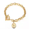 Nieuwe design katholieke roestvrijstalen ovale tag charms armband ot gesp coin ronde maagd Mary armband voor vrouw christelijke religieuze sieraden