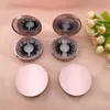 5D MINK Ögonfransar Rose Gold Round Mirror Eyelash Förpackning Svart Färglådor Partihandel Högkvalitativa Lashes Privata Etiketter