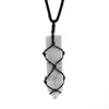 10 Pcs Handmade Weave Sword Shape Amethyst Stone Pendant Opalite Opal Necklace with Rope Chain Jewelry4330120