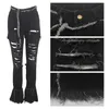 Fashion Denim Skinny Pants Women Retro Ripped Jeans Wide Leg Trousers Hole Casual Bell-Bottoms Flare Pant Female