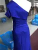 2020 Azul Royal Um Ombro Sereia Vestidos de Dama de Honra Sweep Train Simples País Africano Casamento Convidado Vestidos de Dama de Honra Dress9284940