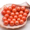 Wholesale natural oysters freshwater pearls orange red 6-7 mm loose dyed pearl DIY jewelry making loose beads