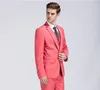 Vattenmelon röd brudgum tuxedos notch lapel en knapp centrum ventil männen bröllop kostym män affärsmiddag prom blazer (jacka + byxor + väst)