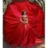 2020 novo cetim vermelho vintage boho vestidos de casamento barato plus tamanho vestido de casamento bling longo trem camo princesa vestido de noiva