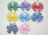 24 Stück Baby Mädchen Kopfbedeckung Gingham Plaid Haarbögen Clips Streifen Schleife Windrad Prinzessin kariert Hairbow Haargummis Zubehör HD3355