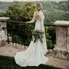 Abiti da sposa a sirena taglie forti Bohemian Scollo gioiello Manica lunga In pizzo Backless Abiti da sposa da giardino di campagna Vestido De Novia 2019 Economici