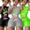 Plus Größe Frauen Overall Kurzarm Strampler Sommer Einfarbig Brief Bodycon Shorts Overall Mode Body S-3XL Hosenträger 3407