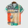 قميص الصيف للرجال الملونة قصيرة الأكمام قميص الرجال عارضة فضفاض أزرار هاواي بلوزة أعلى الشارع الشهير الملابس قميص أوم