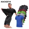 Men Workout T Shirts Quick Dry Short Sleeve Outdoor Training Sportswear Tee Breathable Mesh Running Bodybuilding Shirt Man