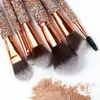 Diamond luxury Makeup Brushes Set 10pcs Gold Foundation Blending Powder Eye Face Brush with Case Professional Make up Tool Kit