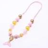 Wholesale Princess Fish tail Pendant Kid Chunky Necklace Adjusted Rope Smaller Bubblegum Bead Chunky Necklace Jewelry For Girl Children