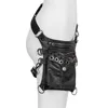 Dam PU Läder Drop Leg Bag Rock Motorcykel Dam Messenger Axel Crossbody Väskor Liten midja Fanny Riding Pack