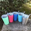 12oz Stainless steel cup mug with Straw and lids bilayer vacuum Travel Vehicle Eggshell Mugs drinkware snowman cups 5color