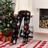 Christmas Tree Prinited Deer Bell Pattern Women's Pants Casual Drawstring Long Trousers Wide Leg Pant Women's Trousers Hot