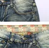 Men039S Jeans Hole Nostalgic Trade Meer stof Frayed Red Flag denim broek Mens Cool Jean Male lange broek 5775072
