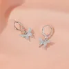 Fashion Elegant Crystal Butterfly Earrings Simple Cute Korean Female Lady Earrings Vintage Rhinestone Animal Earrings