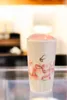 Dia flor de cerejeira palavra xícara de café rosa sakura duplo isolamento cerâmica caneca que acompanha copo para fora da porta no carro caneca 355ml2301367
