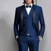 Nach Maß Neueste Design Hübsche Hochzeitsanzüge Slim Fit Bräutigam Smoking Formelle Kleidung Schal Revers Trauzeuge Anzüge (Jacke + Hose + Weste)