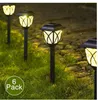 6 st / set Solar Powered Garden Lawn Lamp Easy Installera Durable Yard Dekoration Vattentät Svart Landskap Ljus Utomhus Ledlampa