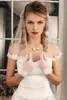 Schulter Länge Brautschleier 1 Tier Appliques Lace Perlen mit Kamm Braut für Mädchen Luxus Lange Kapelle Länge wulstige