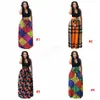 Moda-Donna Boho Dashiki Abito lungo Maxi Gonna a pieghe Stampa Busto Gonna Abito da ballo Maxi Gonna scozzese plus size LJJA2888