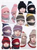 Nouveau hiver laine chapeau bavoir masque trois pièces costume plus velours épaississement casquette de vélo mignon boule de cheveux cache-oreilles JXW460