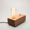 Vintage Industrial Wood Table Lamps Bedroom Bedside Light Study Desk Lamp Simple Creative Rectangular Solid Wood Lamp Holder