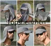 Homens Colapsible Outdoor Rápido Secagem UV Pescoço Proteção Chapéu de Pesca Verão Respirável Escalada Antimoquito Tático Sun Caps DHL Remessa