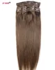 16-28 pouces 10pcs Set 160g 100% Brésilien Remy Clip-in Extensions de Cheveux Humains Clips Tête Complète Naturel Droit