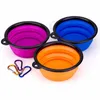 Tigela dobrável de silicone para animais de estimação, tigela de alimentação para cães e gatos, portátil, viagem, tigela dobrável, chaveiro da moda, placa de comida para animais de estimação t9i01996879022