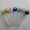 12cm colorful Pyrex glass Smoking Pipes 30mm OD Ball With Number Oil Burner Hand Pipe Spoon Pipes oil rig Hookah Bubbler Tools SW70
