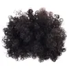 Mänskligt hår Afro Puff Ponytail Drawstring Afro Kinky Curly Panytail Hair Extension African American Hauvieces med clips (Svart) 120g