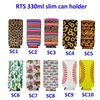 15 colors Slim Can Sleeve Sunflower Neoprene Insulated Cooler Baseball Can Holder Water Bottle Covers Bottle Case Pouch Leopard Flower