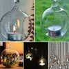 Crystal Glass Hanging Kaarshouder Moderne Kandelaar Home Bruiloft Diner Diner Votive Candle Houders Vintage DLH215