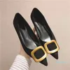 Hot Sale-3A Women High Heel Shoes European Brand Designer Chunky Shoes Genuine Leather Comfortable Footwear Ladies