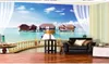 3D stéréo Villa balcon vue sur la mer fond peinture murale décor à la maison salon revêtement mural papier peint