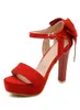 Plus Size 31 32 33 do 40 41 42 43 Buty ślubne Bridal Red Bowtie Rhinestone Designer High Heels Women Sukienka Buty