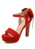 Plus size 31 32 33 to 40 41 42 43 bridal wedding shoes red bowtie rhinestone designer high heels women dress shoes