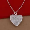 Women Floating Lock Heart Pendant Necklace 925 Silver Plated Heart Chain Necklace Gift for Love Friend High Quality