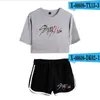 Summer Women's Set Korean Style Kpop Stray Kids Short Sleeve Crop Top + Shorts Sweat Suits Women Tracksuits Two Piece Outfit