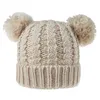 11Colors Children winter wool hat Headband twist braided cute double balls girl hair ball knit free ship dhl 50